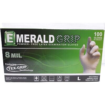 Emerald 8-mil Grip Powder-Free Latex Gloves